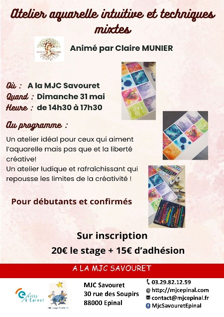 Atelier aquarelle intuitive et techniques mixtes